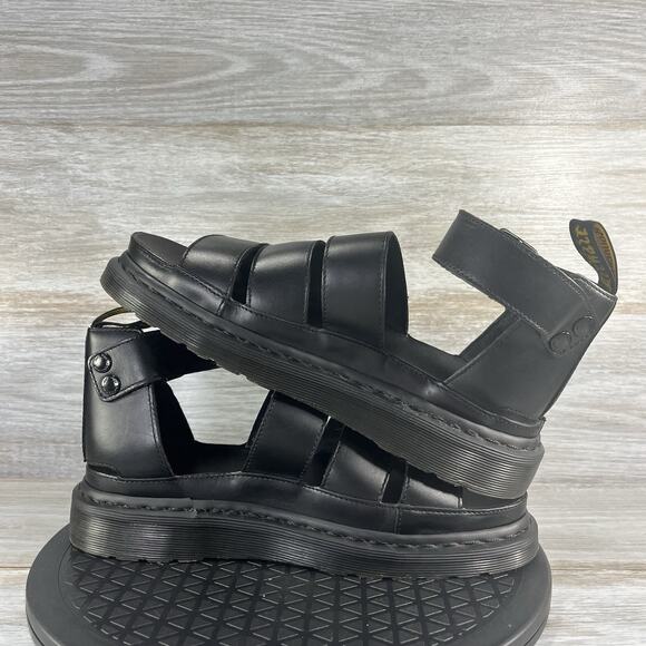 Dr Martens Women’s Clarissa II Quad Mono Black Leather Gladiator Sandals Size 9 - Picture 7 of 8